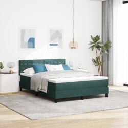 vidaXL Boxspring Ágy Matrac & LED Sötét Zöld 160x200 cm Bársony (3342599)