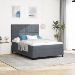 vidaXL Box Spring Ágy Matracokkal Sötétszürke 140x200 cm Bársony (3339903)