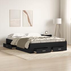 vidaXL Fiókos Ágykeret Fekete tölgy Szerelt fa 140 x 200 cm Tárolás (3333968)