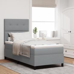 vidaXL Boxspring ágy matraccal és LED világítással, világosszürke, 100x200 cm, szövet (3342844)