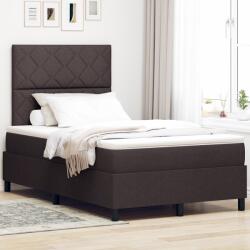 vidaXL Boxspring ágy matraccal és LED világítással, sötétbarna, 120x200 cm, szövet (3342938)