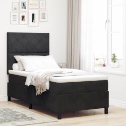 vidaXL Boxspring Ágy Matraccal és LED Fekete 90x190 cm Bársonyos (3343348)