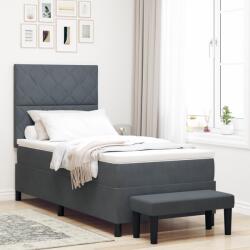 vidaXL Boxspring ágy matraccal és paddal Sötétszürke 90x190 cm Bársonyos (3344547)