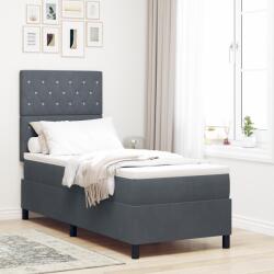 vidaXL Boxspring Ágy Matrac & LED Sötétszürke 80x200 cm Bársony (3343209)