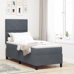 vidaXL Boxspring Ágy Kárpittal és LED Világítással Sötétszürke 80x200 cm (3343341)