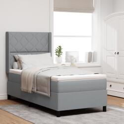 vidaXL Boxspring Ágy Matracra & LED Fénnyel Szürke 100x200 cm Szövet (3343553)