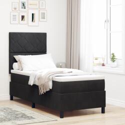 vidaXL Boxspring Ágy Mattal Fekete 80x200 cm Bársonyos (3339862)