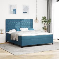vidaXL Boxspring Ágy Matrac Kék Szuper Király Bársony (3339786)