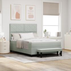 vidaXL Box Spring Ágy Matraccal és Pad(s) Világosszürke 140x200 cm Bársony (3344582)