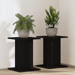 vidaXL Növényállvány 2 db Fekete Tölgy 30x30x40 cm Feltárt Fa (3345113)