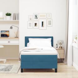 vidaXL Boxspring Ágy Matracokkal Sötétkék 90x200 cm Bársony (3339150)