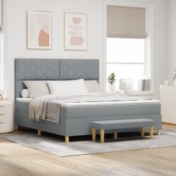 vidaXL Box Spring Ágy matraccal és paddal Világosszürke 180x200 cm Szövet (3344394)