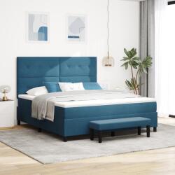 vidaXL Box Spring Ágy Matraccal és Pad Sötétkék 180x200 cm Bársony (3344532)