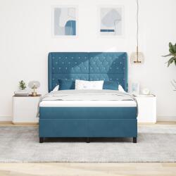 vidaXL Boxspring Ágy Matraccal Sötét Kék - 140x200 cm - Bársony (3340878)