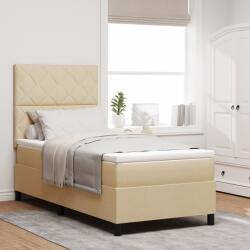 vidaXL Boxspring ágy matraccal, krém 100x200 cm, szövet (3339446)