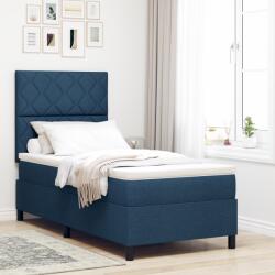 vidaXL Boxspring Ágy Matraccal & LED Kék 90x200 cm Szövet (3342920)