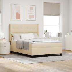 vidaXL Boxspring Ágy Matraccal és LED-lámpával Krém 140x200 cm Szövet (3343509)