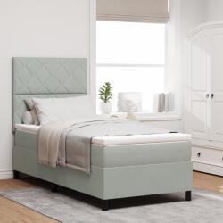 vidaXL Boxspring Ágy Matrac Könnyű Szürke 90x200 cm Bársonyos (3339872)