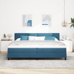 vidaXL Boxspring Ágy Mattal Sötétkék 200x200 cm Bársony (3339198)