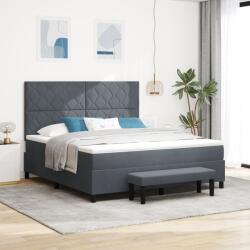 vidaXL Box Spring Ágy Matrac & Pad Közép Szürke 180x200 cm Velúr (3344595)