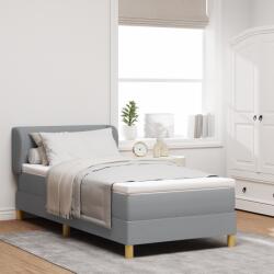 vidaXL Boxspring Ágy Mattal Világosszürke színben, 90x200 cm, Szövet (3340192)