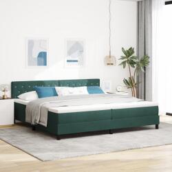 vidaXL Box Spring Ágy Matrac & LED Sötét Zöld 200x200 cm Bársony (3342611)