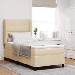 vidaXL Boxspring Ágy Mattal Krém 90x200 cm Szövet (3340548)