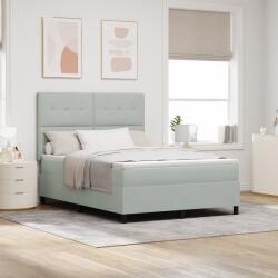 vidaXL Boxspring Ágy Matraccal és LED Fénnyel Világosszürke 160x200 cm Bársonyos (3343322)