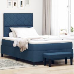 vidaXL Box Spring Ágy Matraccal és Pad Kék 120x190 cm Szövet (3344134)