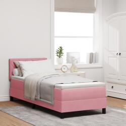 vidaXL Boxspring Ágy Mattal és LED Világítással Rózsaszín 80x200 cm Bársonyos (3342685)