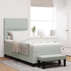vidaXL Boxspring Ágy Matraccal és Pad Galuska Szürke 90x200 cm Bársony (3344552)