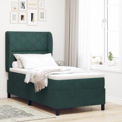 vidaXL Boxspring Ágy Matracra Sötét Zöld 100x200 cm Plüss (3340973)