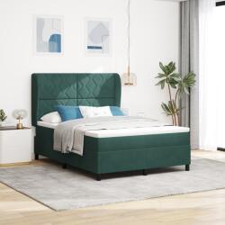 vidaXL Boxspring Ágy Mattal Sötétzöld színben, 140x190 cm, Bársony (3340979)