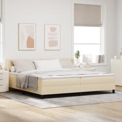 vidaXL Box Spring Ágy Matresszel Krém 200x200 cm Szövet (3341193)