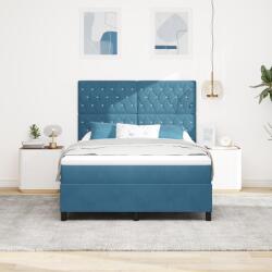 vidaXL Box Spring Ágy Matrac és LED Sötétkék 140x190 cm Bársony (3343248)
