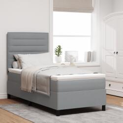 vidaXL Box Spring ágy matraccal, világosszürke, egyszemélyes, szövet (3339273)