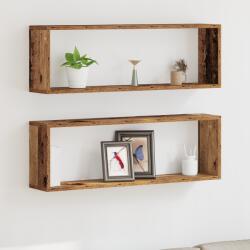 vidaXL Fali Polcok 2 db Régi Fa 80x15x26 cm Műanyag Fa (862639)