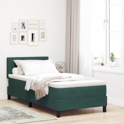 vidaXL Boxspring Ágy Matrac Sötét Zöld Egyszemélyes Bársonyos (3339143)