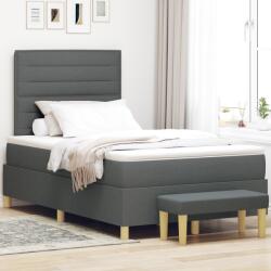 vidaXL Box Spring Ágy Matraccal és Pad Sötétszürke 120x200 cm Szövet (3344213)