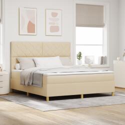 vidaXL Box Spring Ágy Matraccal Krém Szuper Király Szövet (3339719)