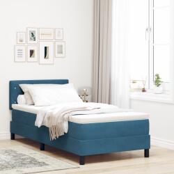 vidaXL Boxspring Ágy Mattal & LED Sötétkék 100x200 cm Bársony (3342570)