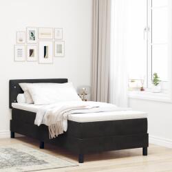 vidaXL Boxspring Ágy Matrac és LED-fények Fekete 90x200 cm Bársonyos (3342562)