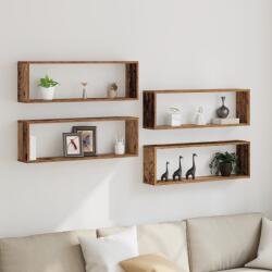 vidaXL Fali polcok 4 db Régi fa 80x15x26 cm Mérnöki fa (862640)