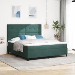 vidaXL Boxspring Ágy Mattal & LED Sötét Zöld 180x200 cm Bársonyos (3343331)