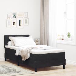 vidaXL Boxspring Ágy Mattal és LED Fényekkel Fekete 90x200 cm Bársonyos (3342628)