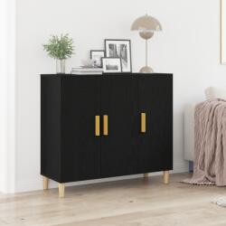 vidaXL Oldalbord Fekete tölgy 90x34x80 cm Műgyanta fa (862761)