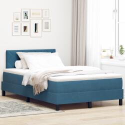 vidaXL Boxspring Ágy Mattal & LED Sötét Kék 120x190 cm Bársony (3342708)
