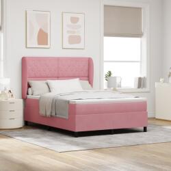 vidaXL Boxspring Ágy Mattal Rózsaszín 140x190 cm Bársony (3340873)