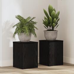 vidaXL Növényállványok 2 db Fekete tölgy 25x25x35 cm Mérnöki fa (869230)