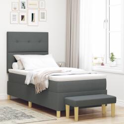 vidaXL Boxspring Ágy Matrac és Pad Sötétszürke 80x200 cm Szövet (3344255)